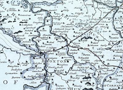 Section of Robert Morden's map of Cheshire from Camden's Britannia 1695