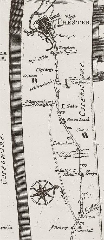 Section of John Ogilby road map from Britannia published in 1675