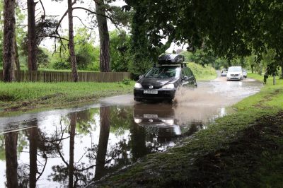 Road flooded at Littleton