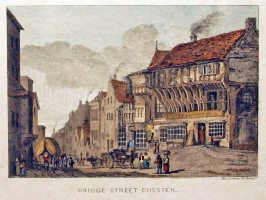 Bridge Street Chester Allen fct Colmore Row Birminham. Allen Hand coloured steel engraving c.1830