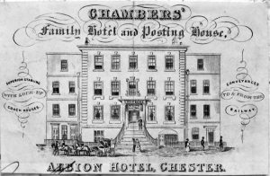 Albion Hotel. Chambers Family Hotel. Letter heading with interesting illustration and details about this posting house