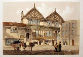 Falcon Inn Bridge Street Lithograph by John Skinner Prout c.1845