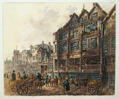 Old Houses In Bridge Street Etching by George Cuitt