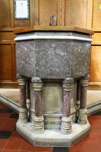 The Crinoidal limestone font St. James' Christleton