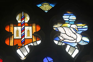 Bell rope, Swan & St James shell from Millenium Window Christleton