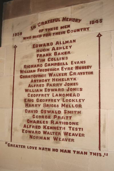 Christleton War Memorial 1939-45 in St. James'