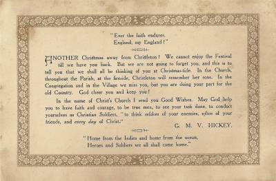 WWI Christmas Card verso