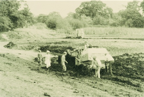  Tractor stuck in the silt at Christleton Pit 1976 