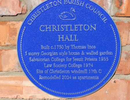 Plaque for Christleton Hall