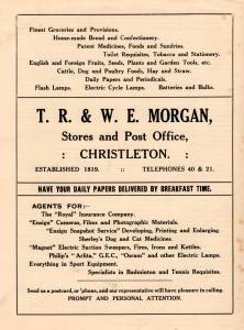  Advert for Morgan's shop in Christleton 