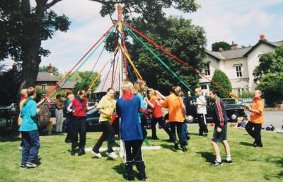  Barbers pole / Maypole team on Christleton Village Green 