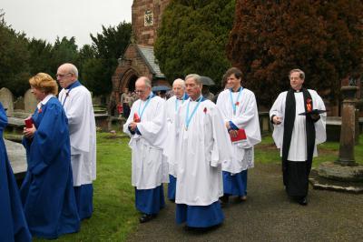  Rector K. P. Lee and the men of St.James' choir, Christleton 