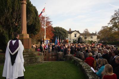  The silence in Christleton on Remembrance Sunday 