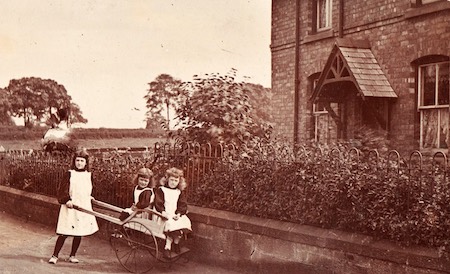 The Wright sisters in Quarry Lane, Christleton