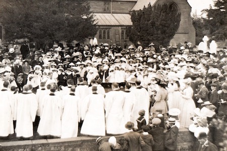 Choir singin at a Memorial Servisce at St. James' Christleton